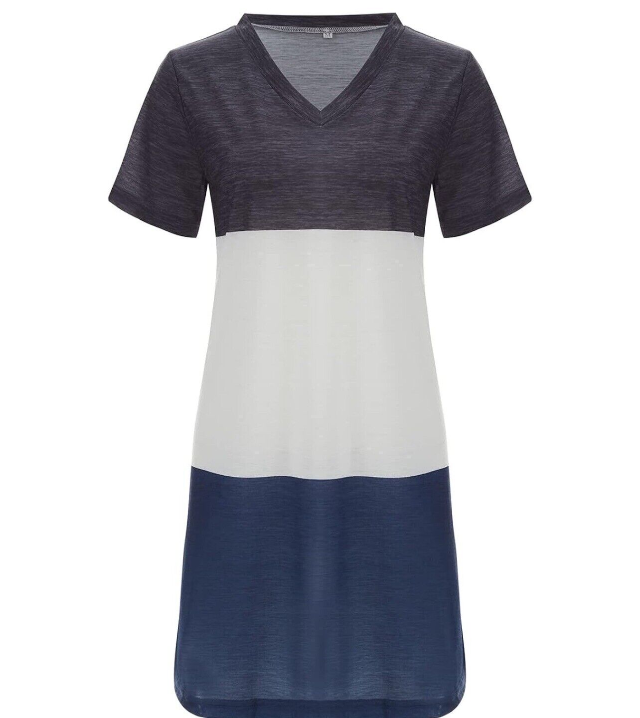 Women's Colorblock V-Neck Loose T-Shirt Dress