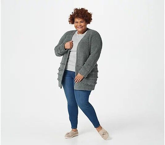 Barefoot Dreams CozyChic Boardwalk Cardigan in Agave Green L