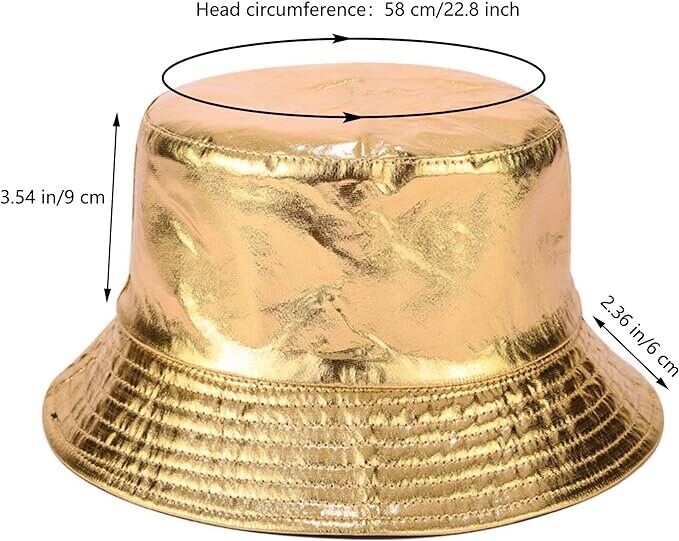 Joylife IHAUIUE Metallic Bucket Hat Trendy Fisherman Unisex Reversible Pack Gold