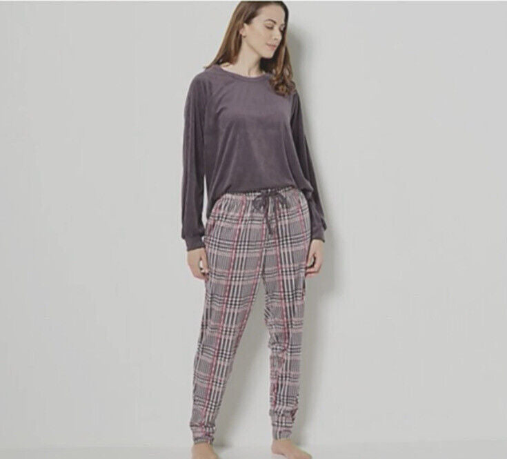 Carole Hochman Petite Silky Velour Long Sleeve PJ Set Petite Smal