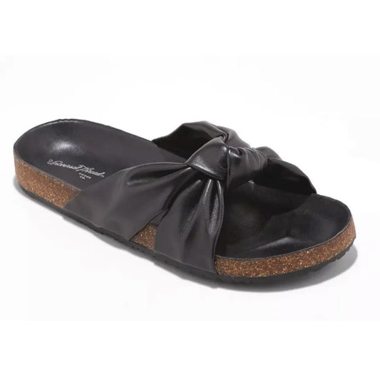 New Universal Thread Women's "Junie" Knotted Footbed Sandals - Black [Size 8]