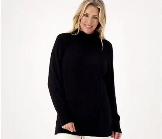 Encore by Idina Menzel Cowl Neck Cloud Sweater Pullover (Jet Black,XSmall)A550328