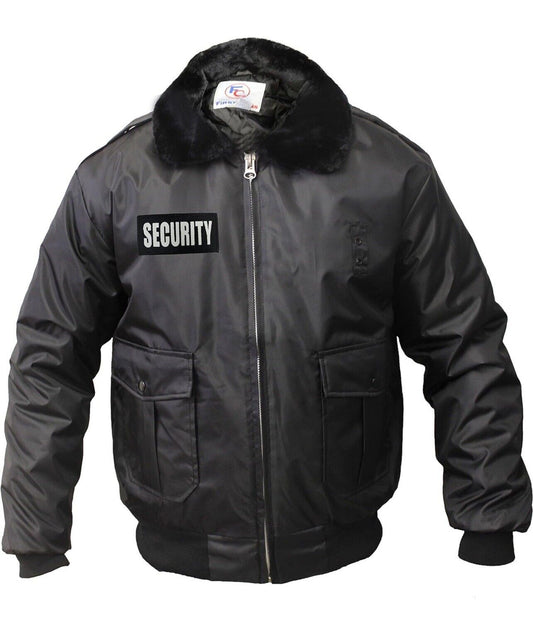First Class Watch-Guard Bomber Jacket with Reflective Security ID (Black) Small