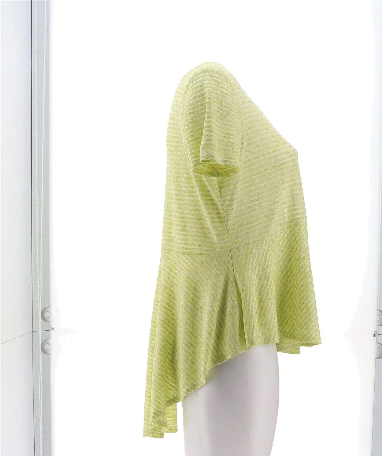 DG2 Diane Gilman Striped Hi-Low Hem Peplum Top Women's Small 743-536