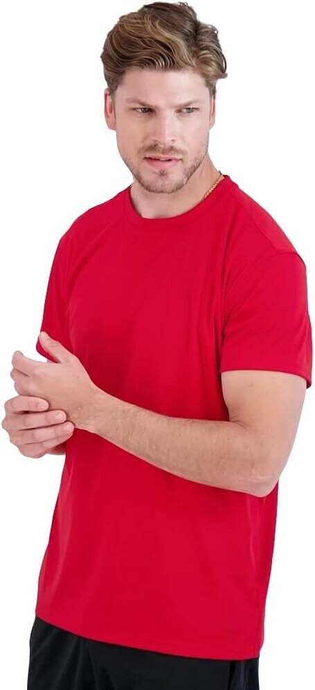 Denali Performance Men's UPF 50+ ProtectUV Short Sleeve T-Shirt ( M  - Red  )