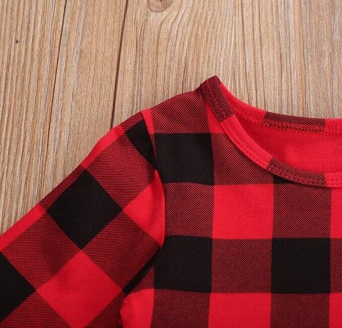 Christmas Outfits Baby Girl Set Red Plaid Long Sleeve Tunic 2 Piece, 18-24 Month
