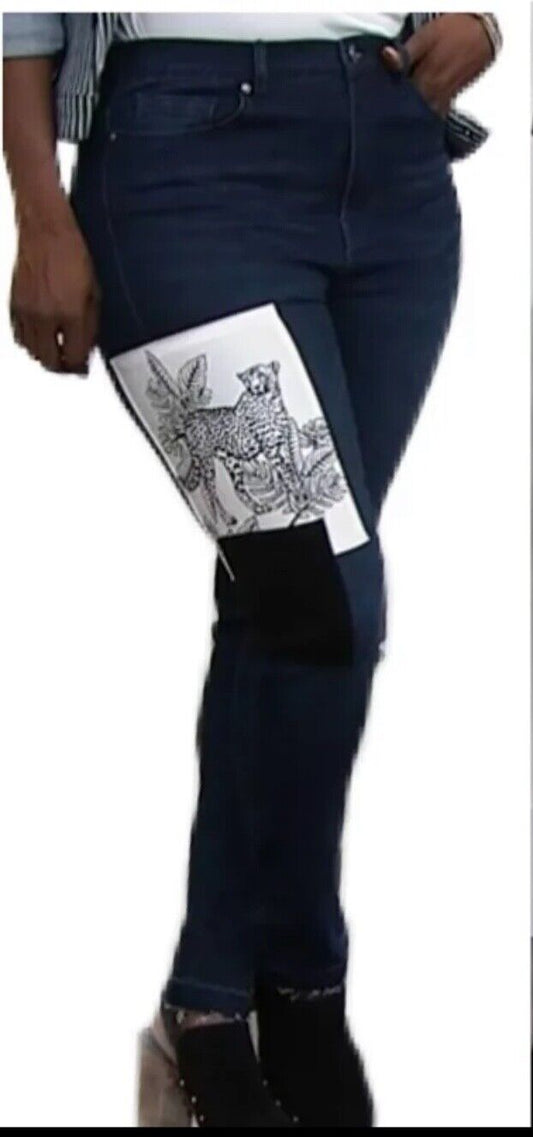 DG2 By Diane Gilman Classic Stretch Appliqu Patch Skinny Women’s Size 16P