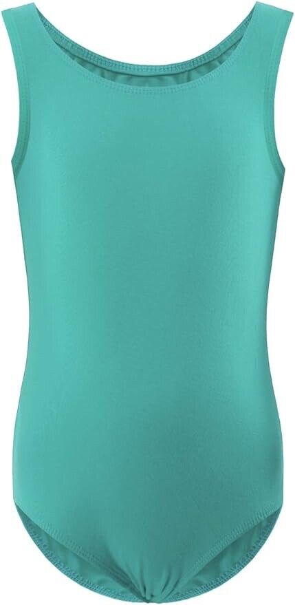 WEGETIT Gymnastics Leotards for Girls Classic Ballet Sleeveless(Green, 6-8years)