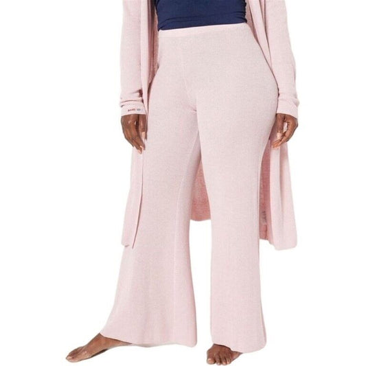 Peace Love World Ribbed Wide Leg Pull On Pants (Mandy Pink, Medium) A464996