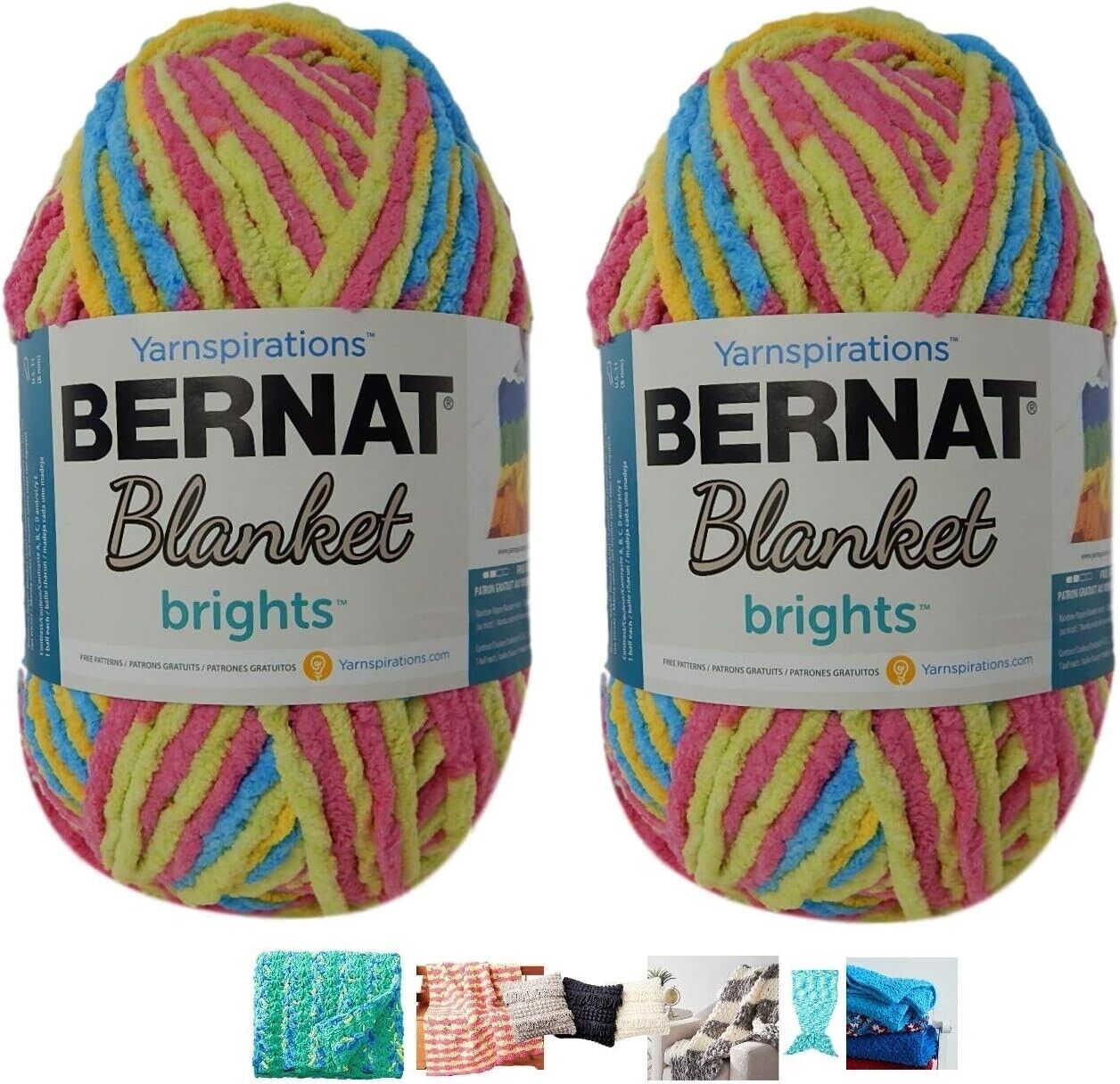 Big Ball Blanket Yarn Bundle by Bernat Plus 6Patterns Bulky 0.5 ball Oz 220 yard