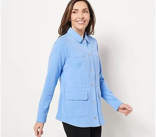 Isaac Mizrahi Live! French Terry Jacket (Blue, S) A475583