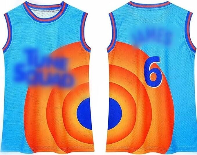 Ubeufun Space Movie Jerseys for Girl's T-Shirts Basketball SJ Kids #6 (Blue-XS)