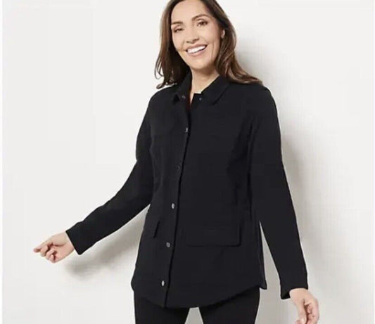Isaac Mizrahi Live! French Terry Jacket (Black,M) A475583