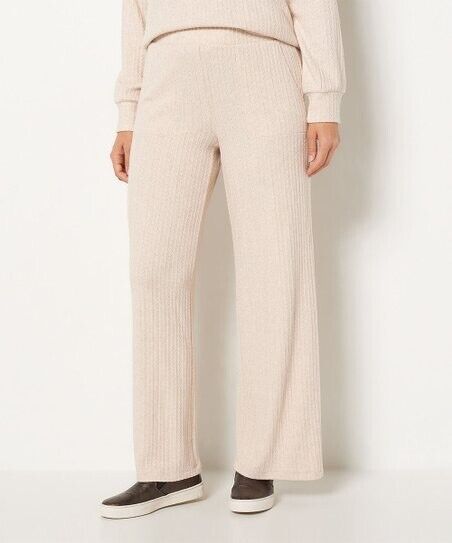 Anybody Women's Pants Sz xxs Brushed Sweater Rib Wide Leg Craem A462186