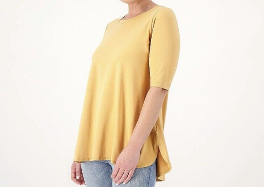 Attitudes by Renee Washed Cotton Crew Neck Top Toasted Almond M A566549