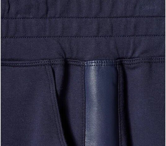 Belle by Kim Gravel Faux Leather Trimmed Jogger Pants (Blue Elixir, XS). A550617