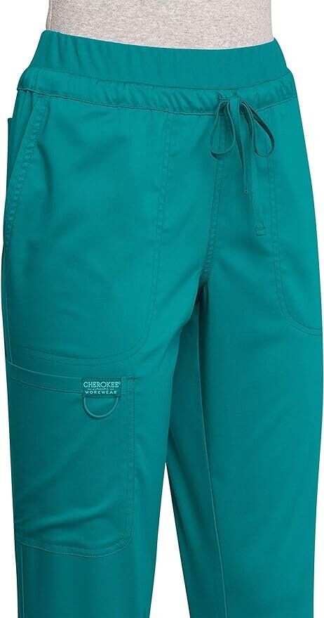 Scrubs for Women Workwear, Drawstring Cargo Pants Plus Size, 2XL Petite,TealBlue