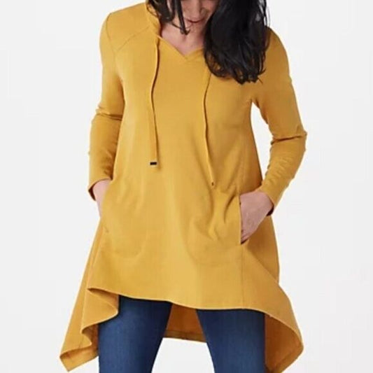 LOGO Lounge by Lori Goldstein Women's Sz Petite M  Waffle & Gold A390650 New