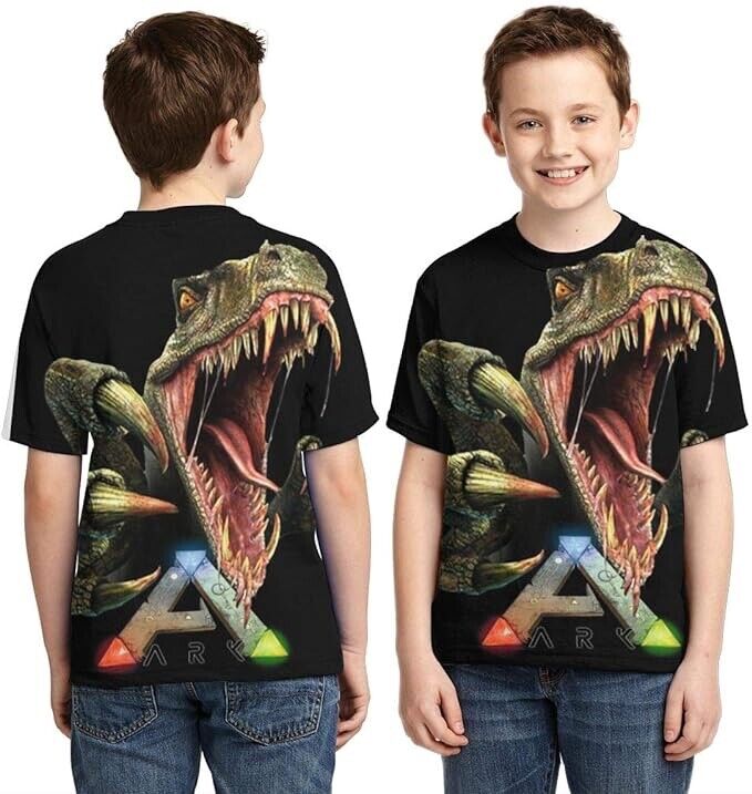 Cai Jingg ARK-Survival Evolved Boy's Comfortable T-Shirt Full Sleeves (Black-XS)