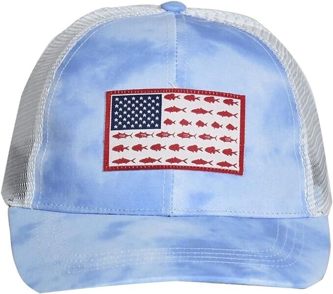 EDTREK Ponytail HIGH PERFORMANCE HAT Designed For Women ,USA FLAG (Fusion Blue)