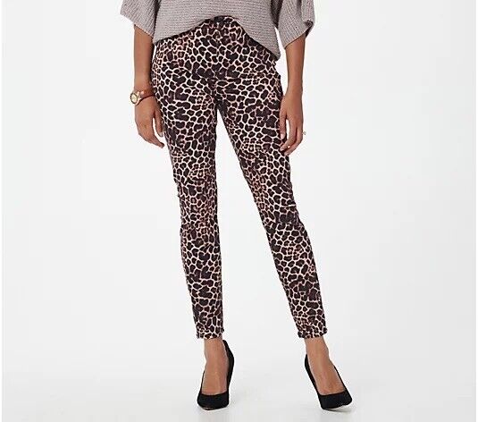 Jen7 by 7 for All Mankind Printed Ankle Skinny Jeans - Golden Leopard Size 12