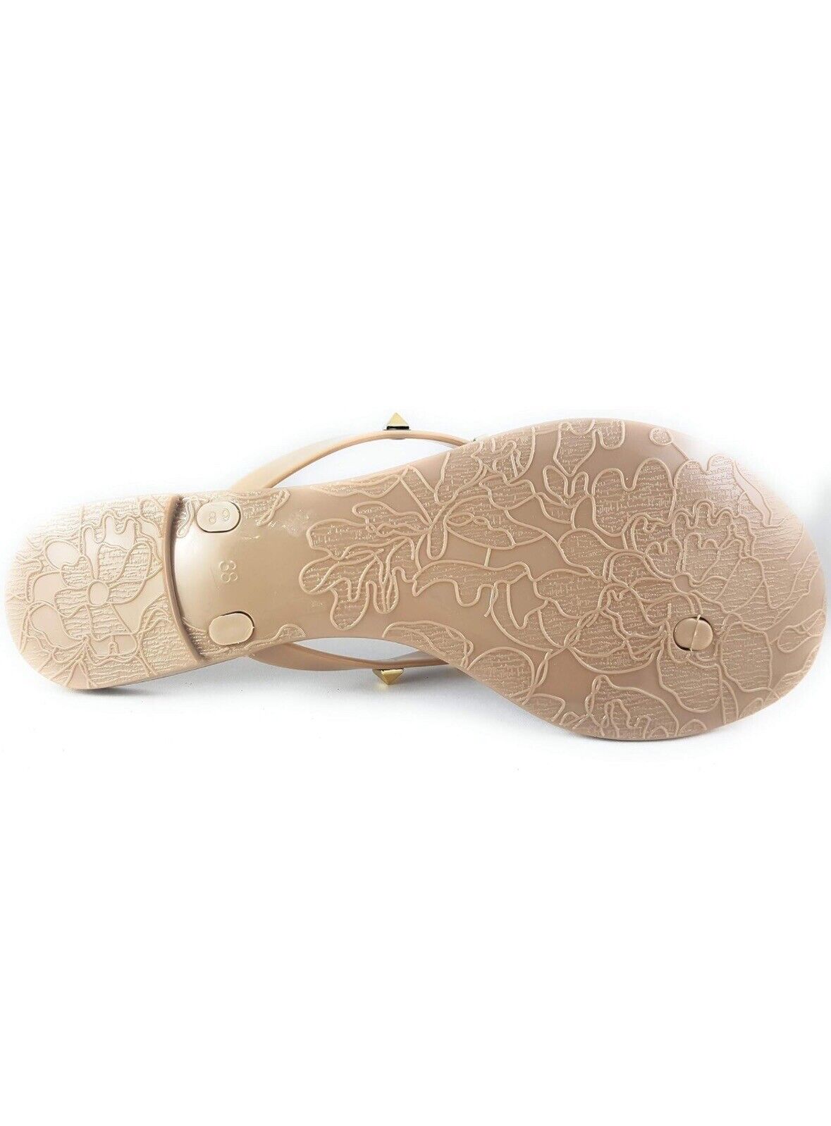 Bow Rivet Stud Jelly Sandals BEIGE-BLACK VALENCIA Victoria Adames  FAST SHIPPING