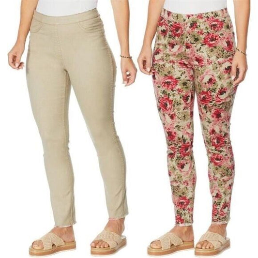 DG2 by Diane Gilman Reversible Twill Pull-On Ankle Jean (Sage,Floral, 5X) 752950