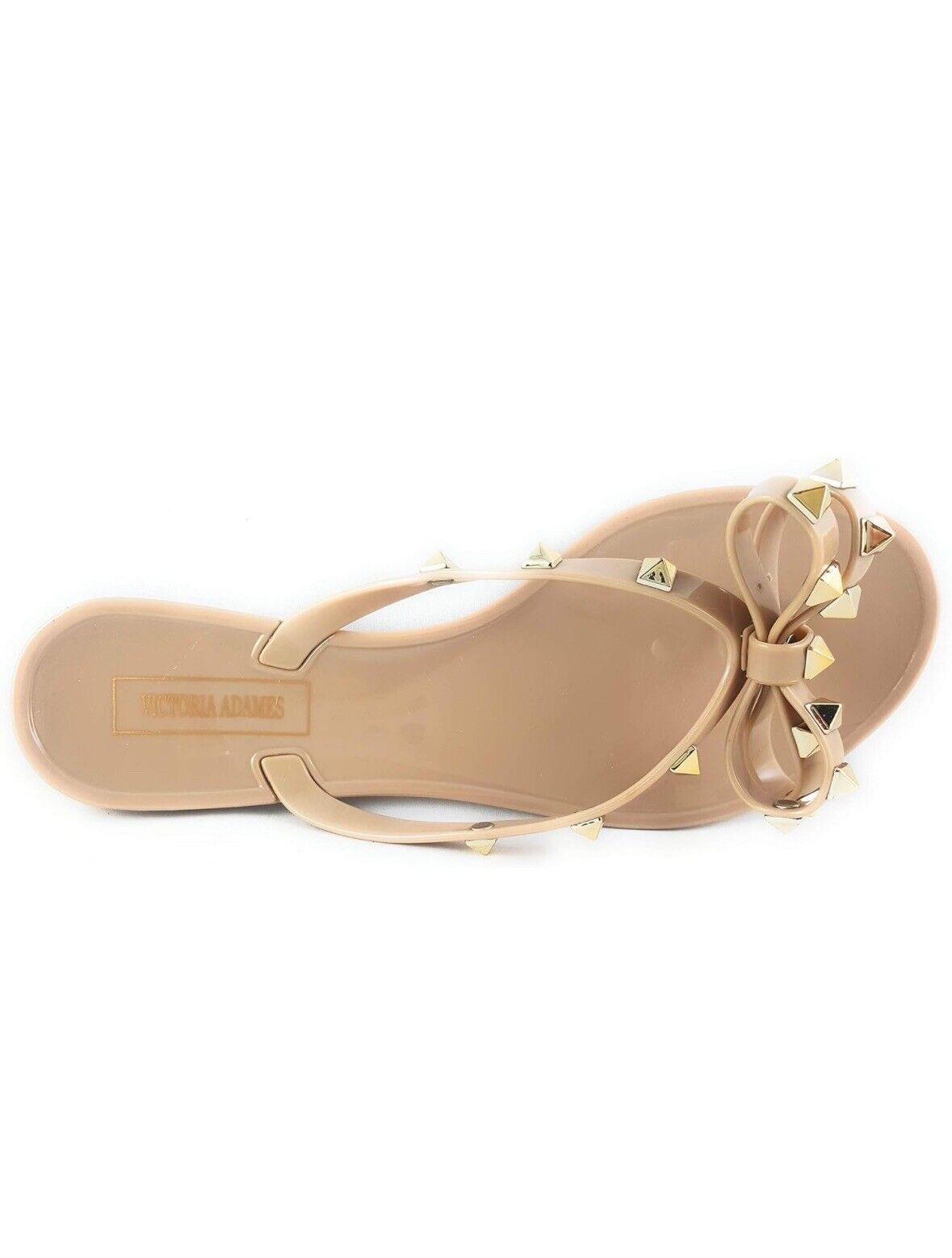 Bow Rivet Stud Jelly Sandals BEIGE-BLACK VALENCIA Victoria Adames  FAST SHIPPING