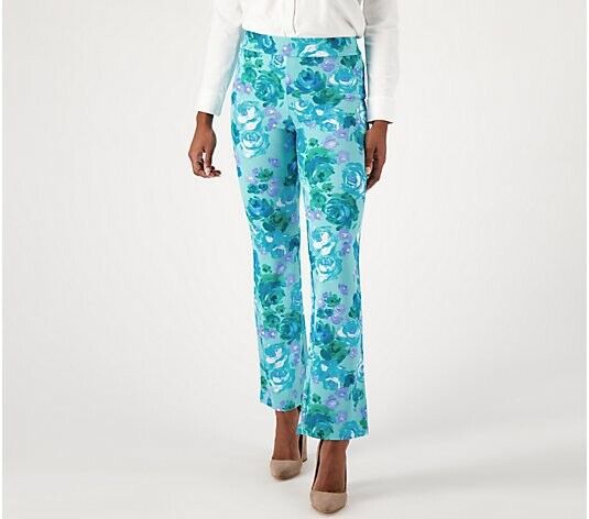 Isaac Mizrahi Live! Tall Printed Pebble Knit Baby Bell Pant(Island Breeze, MT)