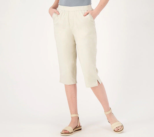 Denim & Co. EasyWear Twill Relaxed Pull On Skimmer (Light Khaki, 4X) A575304