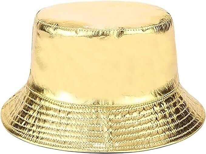 Joylife IHAUIUE Metallic Bucket Hat Trendy Fisherman Unisex Reversible Pack Gold