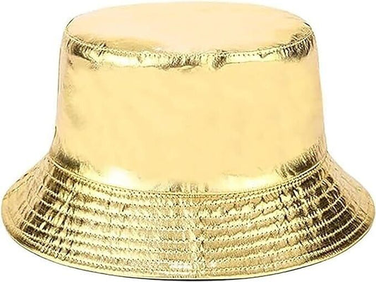 Joylife IHAUIUE Metallic Bucket Hat Trendy Fisherman Unisex Reversible Pack Gold