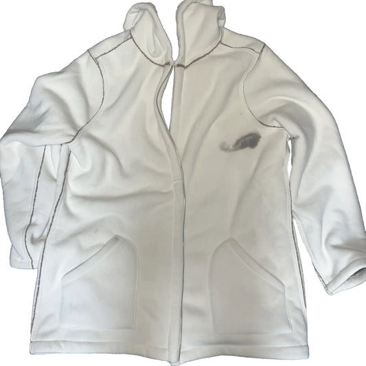 Susan Graver Reversible Polar Fleece & Sherpa Coat Women's Size XL Ivory Clove