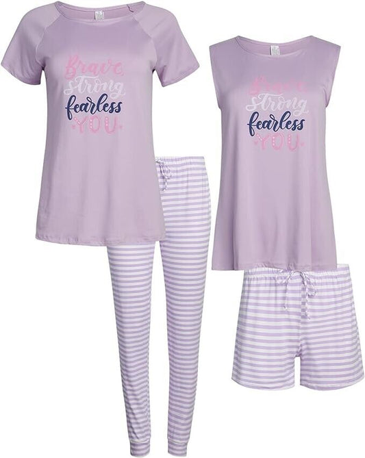 MOLERANI Women sleepwear set of 4 Pieces ( Purple , S )