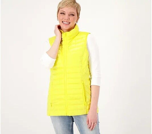 Nuage Packable Puffer Vest with Mock Collar (Yellow, 1X) A586707