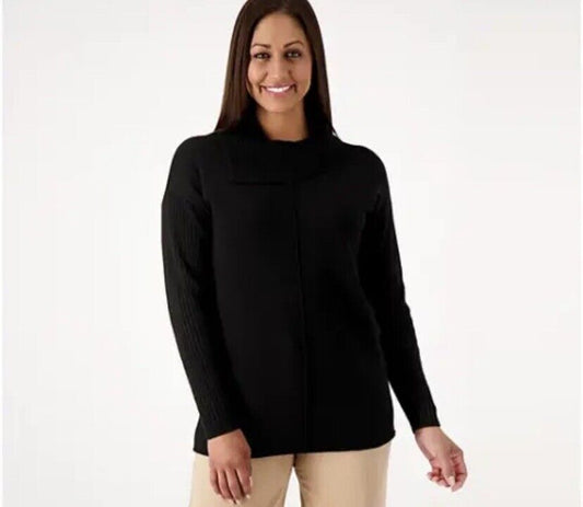 Joan Rivers Asymmetrical Turtleneck Sweater (Black, XL) A515238