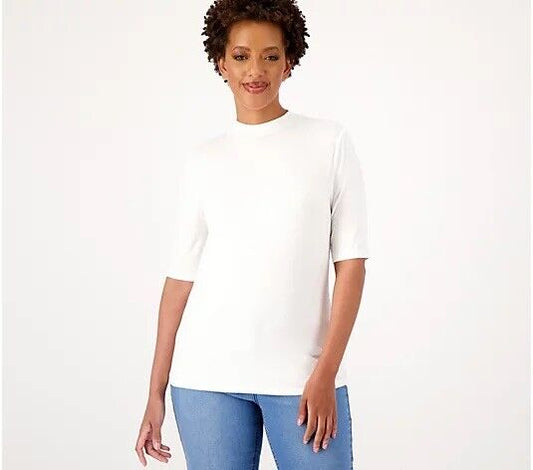 Girl With Curves Women's Top Sz XS Mock Neck Knit White