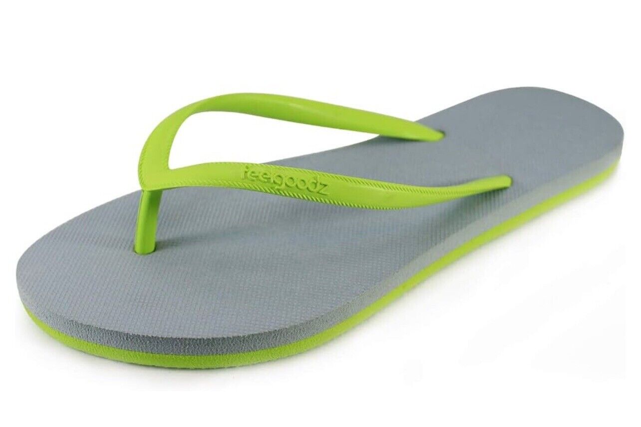 Feelgoodz Women's Streams Natural Rubber Comfort Flip Flops Size 9 Lime