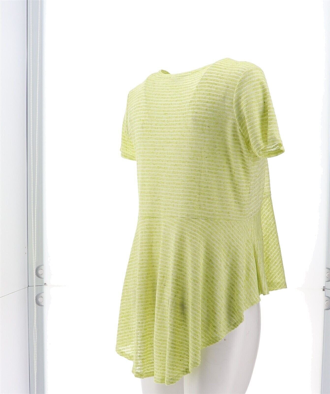 DG2 Diane Gilman Striped Hi-Low Hem Peplum Top Women's Small 743-536