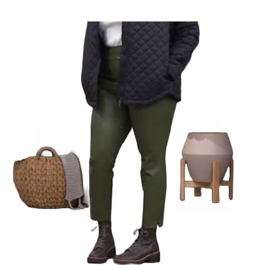 WE Living in Yellow Distressed Faux Leather Legging (Olive, L) 772100