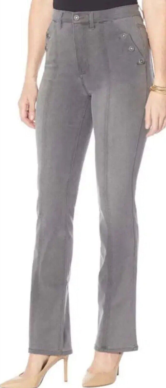 DG2 by Diane Gilman Stretch Button Pocket Bootcut Jean Women's Grey Size 24PW