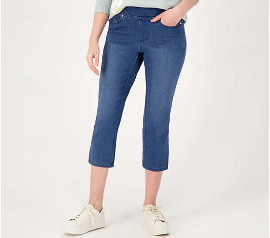 Belle by Kim Gravel Women’s Tall Primabelle Straight Leg Cropped Jean- Rinse W