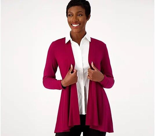 Susan Graver Weekend Essentials Cool Touch Cardigan (Deep Wine, Size PM) A544669