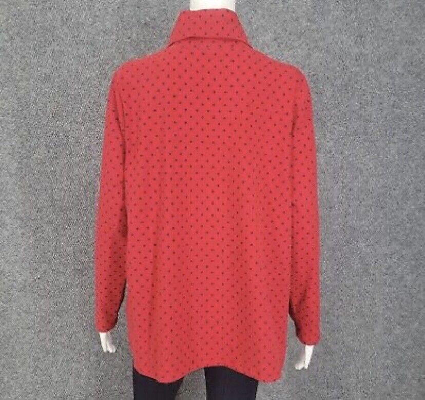 Denim& Co Printed Perfect Jersey Turtleneck Top Red Dot L NEW A460365