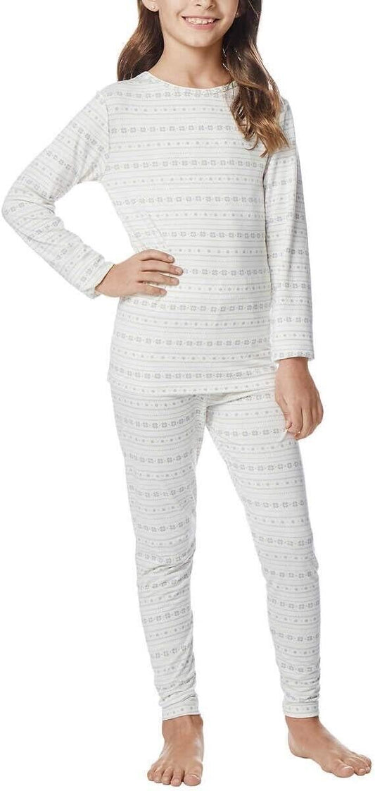 32 Degrees Heat Kids Long Sleeve Crew Neck&Legging Set (Diamond Snow - M- 8/10)