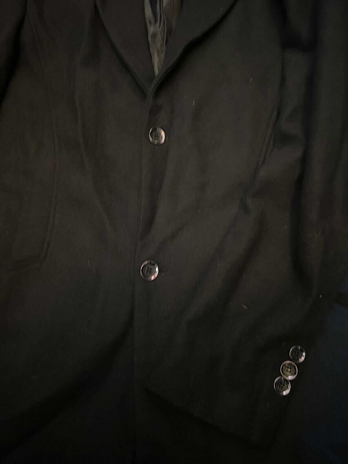 Men Woolen Coat,  Large-Black