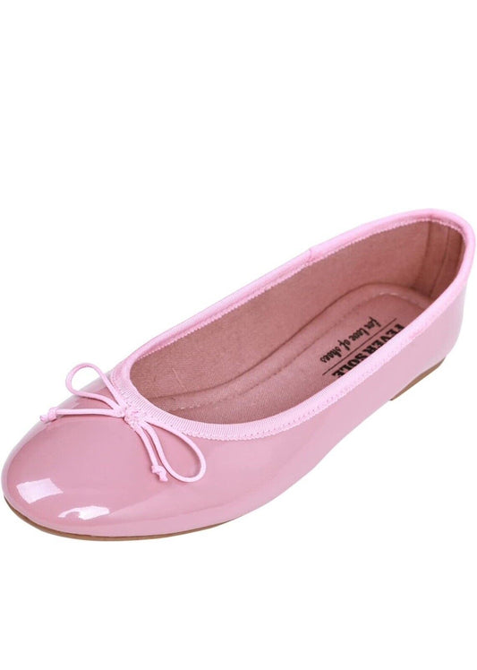 FEVERSOLE Women's Macaroon Memory Foam Cushion Insock Patent Ballet Flat 7.5 (M)