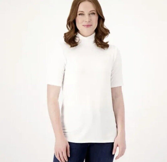Laurie Felt Rib Silky Rayon Made From Bamboo Top XS White A209568