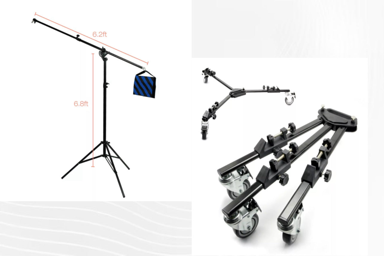 Tripod Dolly With Heavy Duty 2-way Use Boom Stand: Sand Bag and Carry Bag