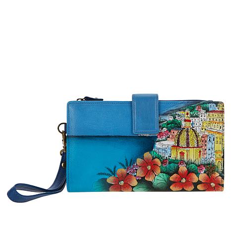 Anna by Anuschka Women's Hand Painted Leather Two Fold Wallet-AMALFI DAWN